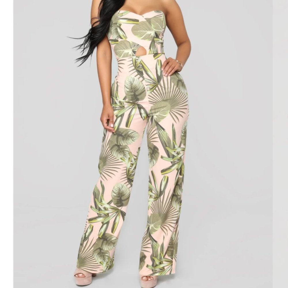 Tropical Strapless Jumpsuit